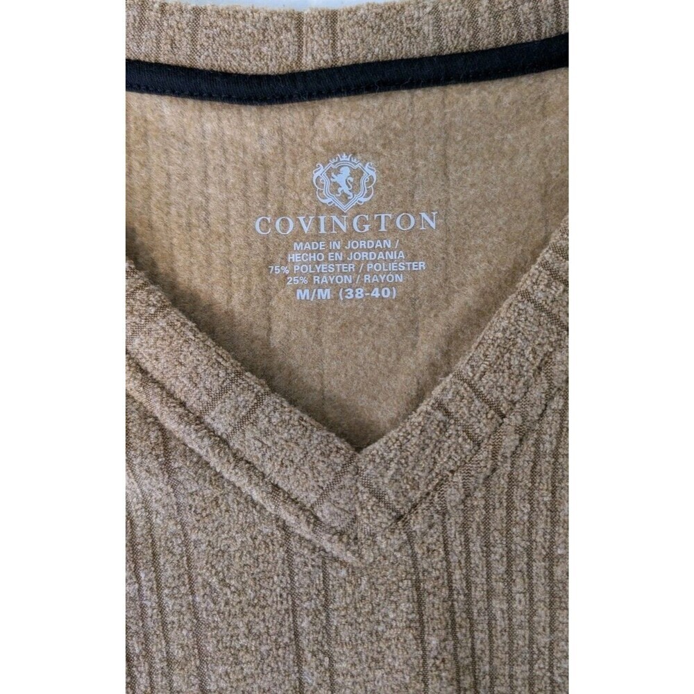 Vintage Covington Sears V-Neck Knit Sweater Khaki Tan Men’s Large - Picture 3 of 6